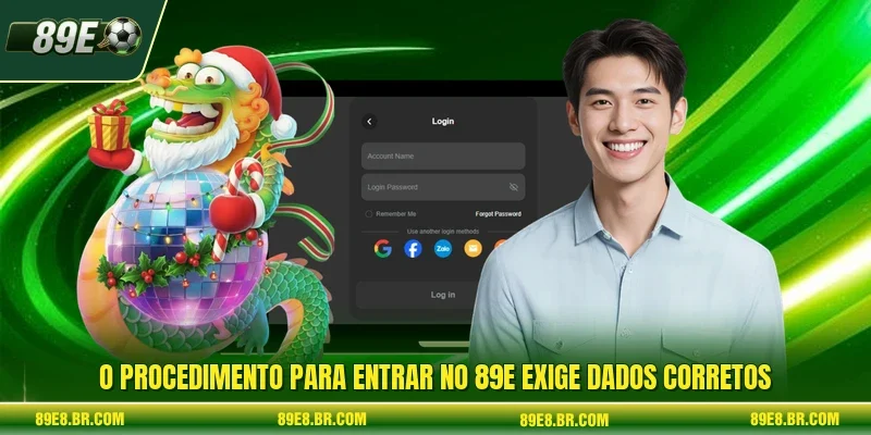 O procedimento para entrar no 89e exige dados corretos